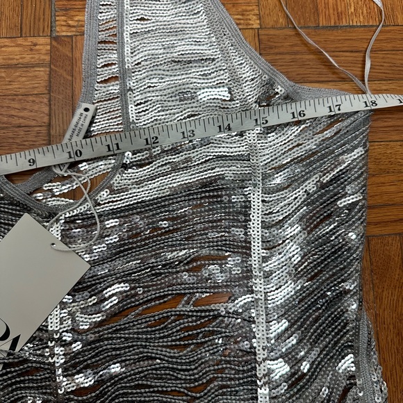 ZARA NWT Women’s Sleeveless Sequin Silver MIDI Dress Size XS-S - Picture 7 of 8